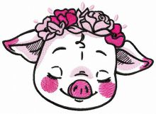 Shy piggy embroidery design