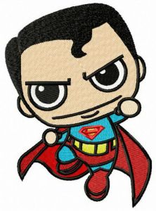 Chibi superman attacks embroidery design