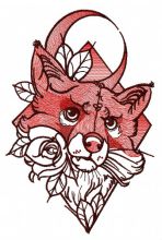 Angry fox embroidery design