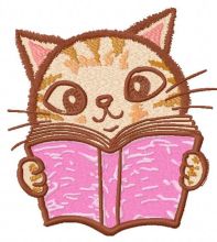 Kitty reading book embroidery design
