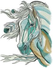 Dreamy sad horse embroidery design