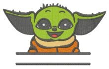 Baby Yoda monogram embroidery design