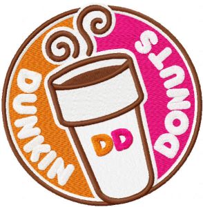 Dunkin Donuts round logo embroidery design