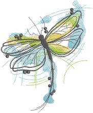 Flying dragonfly watercolor embroidery design