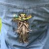 Embroidered denim jacket with Root man design