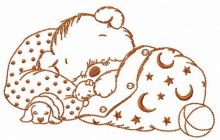 Sleeping bear embroidery design