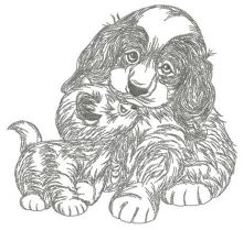 Fluffy pair embroidery design