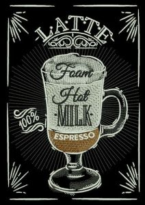Latte recipe embroidery design