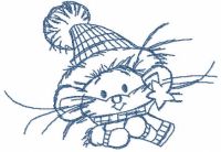 Cute winter mouse free embroidery design