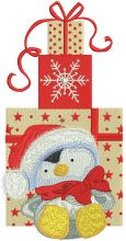 Penguin in Santa hat embroidery design