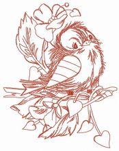 Sad sparrow sketch embroidery design