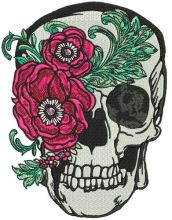 Skull with peony mask embroidery design