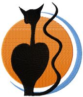 Cat and moon 3 free machine embroidery design