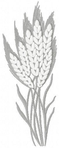 Grey stems of wheat free machine embroidery design
