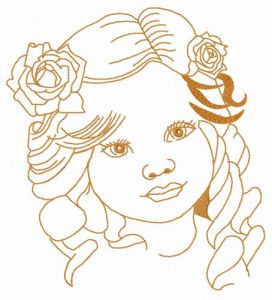 Little curious girl embroidery design