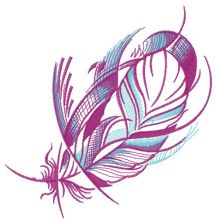 Purple pigeon feather embroidery design