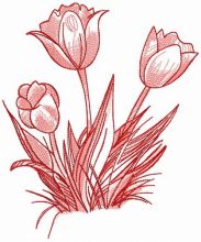 Tulips in blossom embroidery design