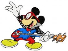 Mickey Mouse rock star embroidery design