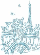 Romance of Parisian morning sketch embroidery design