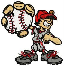 Happy baseball player embroidery design