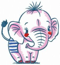 Elephant at the beach embroidery design
