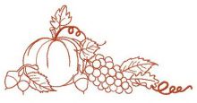 Pumpkin, grapes and nuts embroidery design