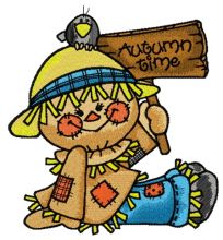 Friendly scarecrow embroidery design