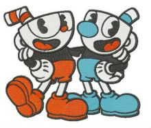 Cuphead and Mugman embroidery design