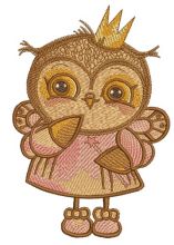 Owl princess embroidery design