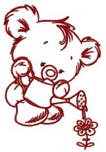 Teddy with watering can 3 embroidery design