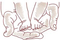 Daddy hand and baby Feet free embroidery design