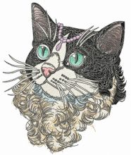 Curly cat embroidery design