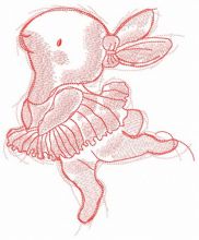 Marvelous bunny ballerina embroidery design