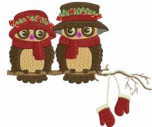 Christmas owls embroidery design