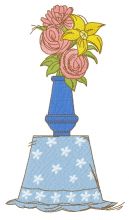 Bouquet in vase embroidery design