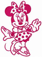 Minnie in polka-dot dress embroidery design