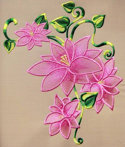 Lily lace free machine embroidery design