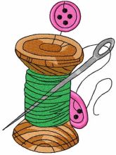 Thread bobbin and needle embroidery design