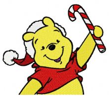 Winnie the Pooh in santa hat embroidery design