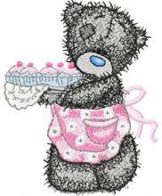 Teddy Bear making cupcakes embroidery design