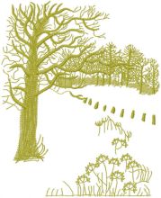 Autumn forest and field embroidery design