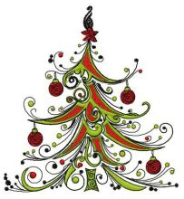 Fancy Christmas tree embroidery design