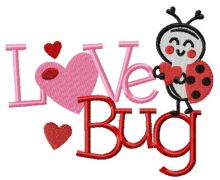 Love bug embroidery design
