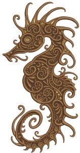 Fancy sea horse embroidery design