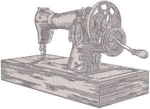 Sketch vintage sewing machine embroidery design