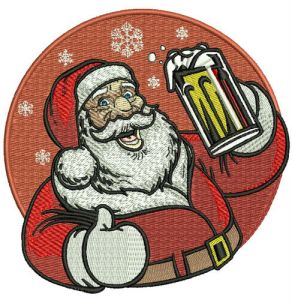 Santa with beer embroidery design