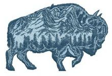 Bison silhouette embroidery design