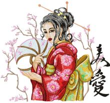 Geisha with Hairpin 2 embroidery design