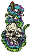 Scull, sword, snake embroidery design