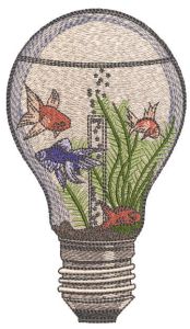 Aquarium in a light bulb embroidery design